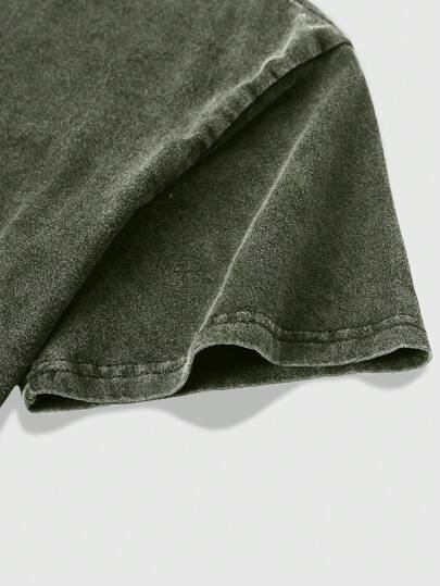 ROMWE MEN Casual تي شيرت كاجوال للرجال بياقة مستديرة وأكمام قصيرة، صيفي، بطراز عقد 2000