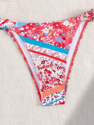 Swim Vcay مجموعتان رداء سباحة مكون من بندة وحزام رفيع مكشكشة بنقوش زهور للإجازة الصيفية، بمظهر جذاب