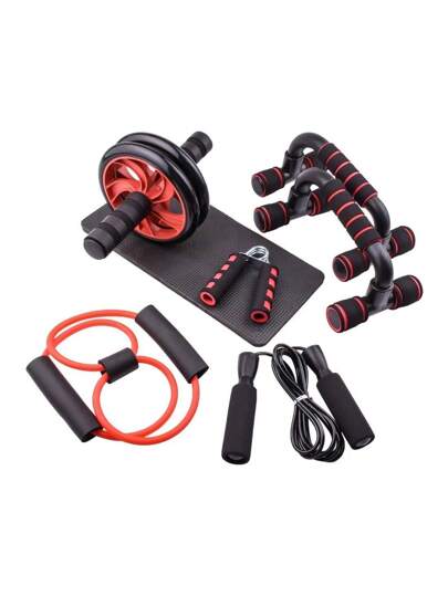 7 قطع مجموعة اللياقة البدنية النهائية: عجلة البطن ، أعمدة الضغط ، إلخ. - مصنوعة من مادة PVC متينة ، لا تحتاج إلى كهرباء - خيار مثالي للتمرين المنزلي وتدريب العضلات