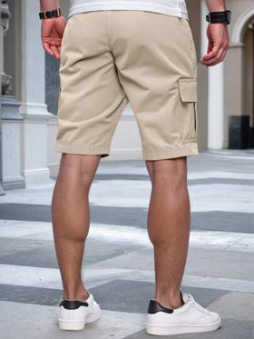 Manfinity Homme شورتات كاجوال رجالية سادة بخصر مطاطي وجيوب للشارع