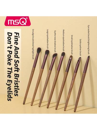 مجموعة فرش مكياج خصائص اصطناعية MSQ من 7 قطع، تشمل فرشاة خلط الظلال، لأدوات مكياج الوجه والعيون، مجموعة فرش الماكياج، فرشاة أساس، فرشاة ظلال العيون، فرشاة آيلاينر، فرشاة سفر للماكياج