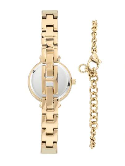 Anne Klein ساعة نسائية مع سوار مرصعة بالألماس، ساعة كوارتز نسائية مع قرص مرصع بالألماس وسوار قابل للتعديل، ساعة أنالوج أنيقة للسيدات، AK/3620CRST