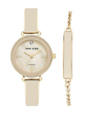 Anne Klein ساعة نسائية مع سوار مرصعة بالألماس، ساعة كوارتز نسائية مع قرص مرصع بالألماس وسوار قابل للتعديل، ساعة أنالوج أنيقة للسيدات، AK/3620CRST