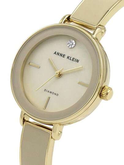 Anne Klein ساعة نسائية مع سوار مرصعة بالألماس، ساعة كوارتز نسائية مع قرص مرصع بالألماس وسوار قابل للتعديل، ساعة أنالوج أنيقة للسيدات، AK/3620CRST