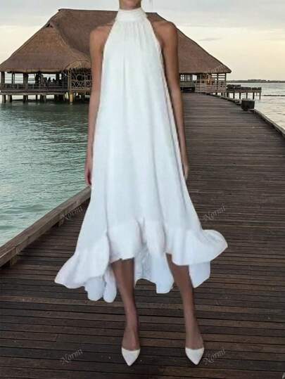 فساتين حريمي فستان نسائي واسع منسدل من الكتفين ومطوي