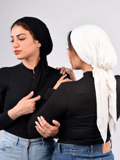 قبعة وشاح ذات حافة عريضة بلون أحادي جديدة للنساء للفستان