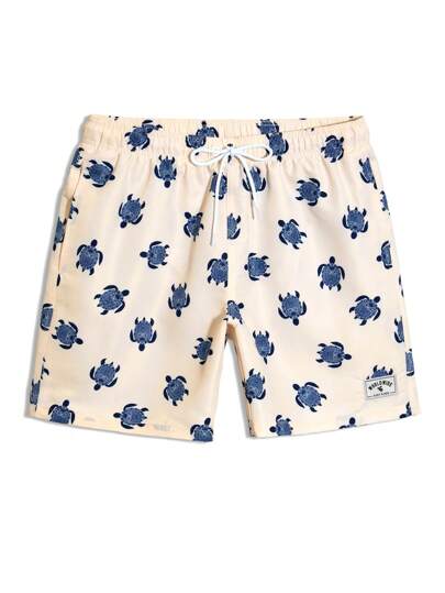 Zalmeno شورتات شاطئ رجالية بطبعة السلحفاة الكاجوال، شورتات سباحة رجالية هاواي مضحكة لارتداء الشاطئ