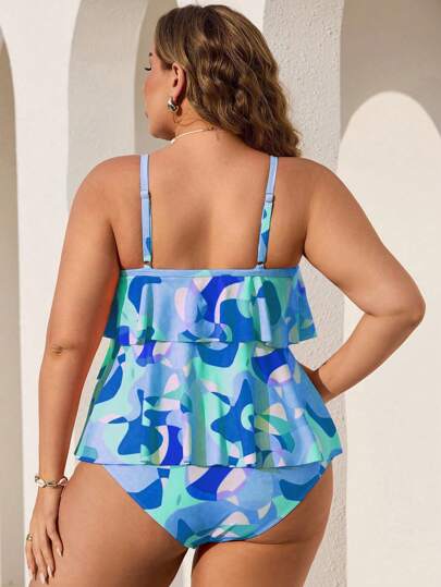 Swim Lushoire خزار متعدد الألوان بطبعة هندسية كاجوال، أنثوي، مقاس كبير لنساء