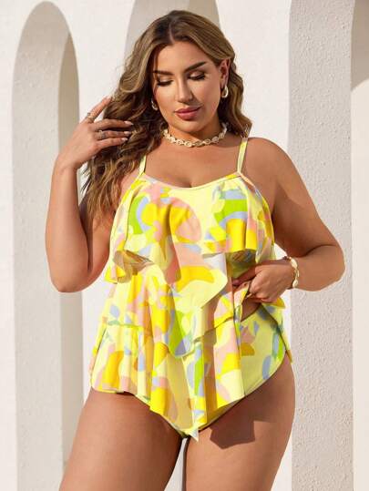Swim Lushoire بيكيني بنمط هندسي للنساء متناسق الحجم للعطلة والاسترخاء