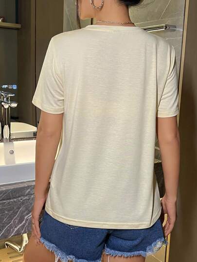 EZwear تي شيرت بأكمام قصيرة بياقة طاقم غير محكم مطبوع عليه "أنا وأنت" للنساء مناسبة للصيف، للأزواج المتطابقة