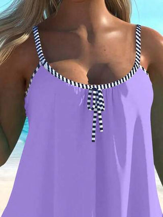 طقم تانكيني حريمي Swim Lushoire بدلة سباحة خاصة بالنساء من مجموعة تانكيني بخطوط ولوحات ملونة مناسبة للشاطئ والعطلات