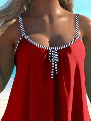 طقم تانكيني حريمي Swim Lushoire تانكيني قميص معلق مزين بطباعة مخططة للنساء