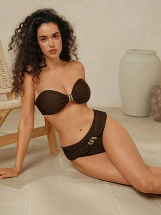 طقم تانكيني حريمي Swim Chiccia 3 قطعة/طقم للنساء بتصميم صيفي ، خزان علوي بدون أكمام مزين بطرف معدني قابل للإزالة وسترة بيكيني قصيرة مع تنورة قصيرة- طقم ملابس سباحة راقي