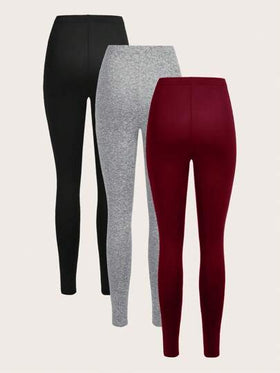SHEIN EZwear 3 قطعة / مجموعة سراويل كاجوال للنساء مصنوعة من الحياكة الرفيعة الطويلة للصيف