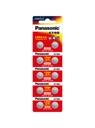 Panasonic بطارية زر أصلية من باناسونيك 1.5 فولت، LR44 AG13 سعة 175مللي امبير، بطاريات زر 357 SR44 LR1154 للساعات والآلات الحاسبة والخلايا المصرفية والألعاب