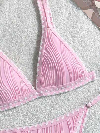 طقم تانكيني حريمي Bikinx بدلة السباحة التانكيني ذات الألوان المتداخلة والكشكشة بتصميم للعطلات