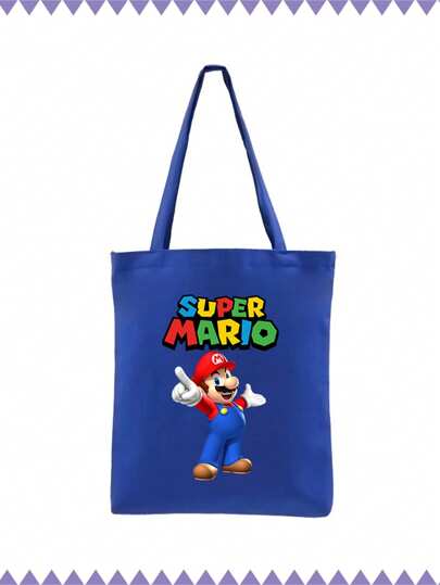 أحذية أوكسفورد حريمي Super Mario حقيبة كتف قماشية مطبوعة بطبعة لعبة سوبر ماريو، حقيبة كتف وحيدة الكتف مع طباعة لشخصية سوبر ماريو، أفضل حقيبة ماريو مبيعًا عبر الحدود، حقيبة نسائية