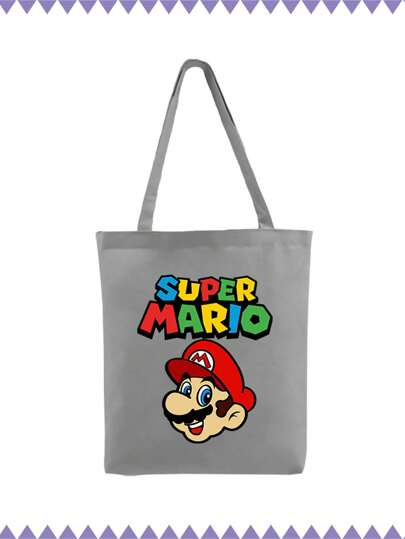 أحذية أوكسفورد حريمي Super Mario حقيبة كتف قماشية مطبوعة بطبعة لعبة سوبر ماريو، حقيبة كتف وحيدة الكتف مع طباعة لشخصية سوبر ماريو، أفضل حقيبة ماريو مبيعًا عبر الحدود، حقيبة نسائية