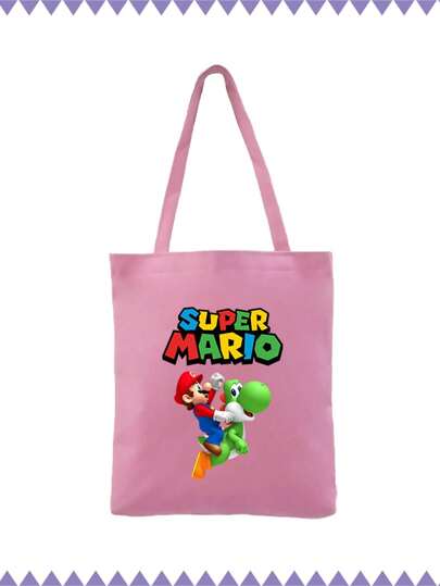 أحذية أوكسفورد حريمي Super Mario حقيبة كتف قماشية مطبوعة بطبعة لعبة سوبر ماريو، حقيبة كتف وحيدة الكتف مع طباعة لشخصية سوبر ماريو، أفضل حقيبة ماريو مبيعًا عبر الحدود، حقيبة نسائية