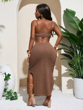 Slaydiva مجموعة قطعتين للنساء موضة ربيع وصيف 2025 ، بوهيمي لمهرجان الموسيقى والريف وعيد الفصح والتخرج والعطلة الشاطئية وحزب الأخوات، تشمل ملابس علوية كشكشة نسيج شبكي وتنورة ضيقة منخفضة الخصر مناسبة للمنتجعات الشاطئية