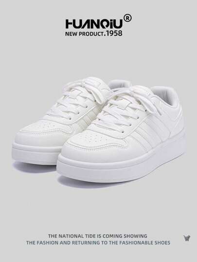 HUANQIU أحذية نسائية موديل 2025 ، أحذية المشي لمسافات طويلة ، أحذية رياضية للسيدات ، أحذية رياضية بكعب سميك ، أحذية بيضاء مصنوعة من شبكة تنفس ، متعددة الاستخدامات ، خفيفة وراحة ، أحذية كاجوال برباط وبطانة ناعمة ، أحذية للركض ،أحذية بيضاء لجميع المواسم