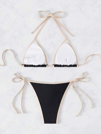 Swim Basics مجموعة بكيني قابل للربط بتصميم جذاب وتباين للنساء