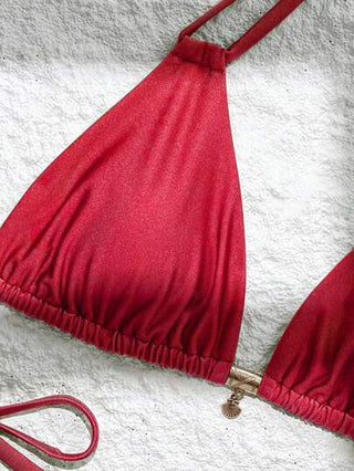 طقم تانكيني حريمي Swim Chiccia ملابس علوية صيفي قمصان وبكيني قطعتين مكون من ملابس علوية بدون ظهر مع أربطة قابلة للتعديل وبكيني مربوط علي الجنبين للشاطئ والعطلات ، مثير وبسيط