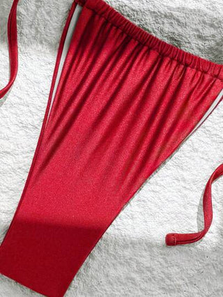 طقم تانكيني حريمي Swim Chiccia ملابس علوية صيفي قمصان وبكيني قطعتين مكون من ملابس علوية بدون ظهر مع أربطة قابلة للتعديل وبكيني مربوط علي الجنبين للشاطئ والعطلات ، مثير وبسيط