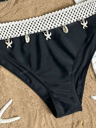 Bikinx مجموعة بكيني مع نقشات وأشرطة مطرزة، كوب مثلث، وتفاصيل من الدانتيل للسيدات، للشاطئ والإجازات