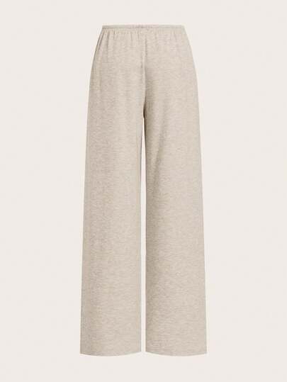 SHEIN EZwear بناطيل نسائية كاجوال واسعة الساق مصنوعة من قماش مضفر ملون