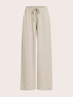 SHEIN EZwear بناطيل نسائية كاجوال واسعة الساق مصنوعة من قماش مضفر ملون