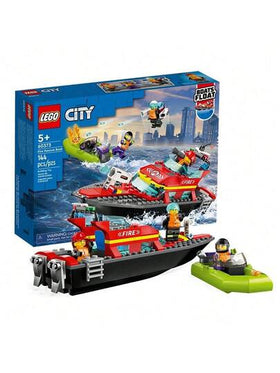 LEGO طقم كتل البناء لقارب الإنقاذ والإطفاء لوجو 60373 للأطفال