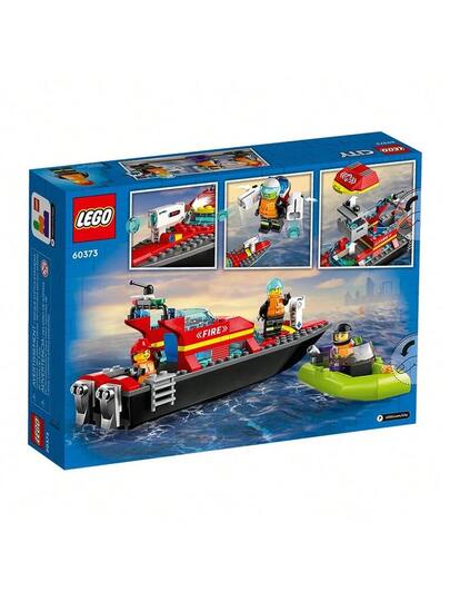 LEGO طقم كتل البناء لقارب الإنقاذ والإطفاء لوجو 60373 للأطفال