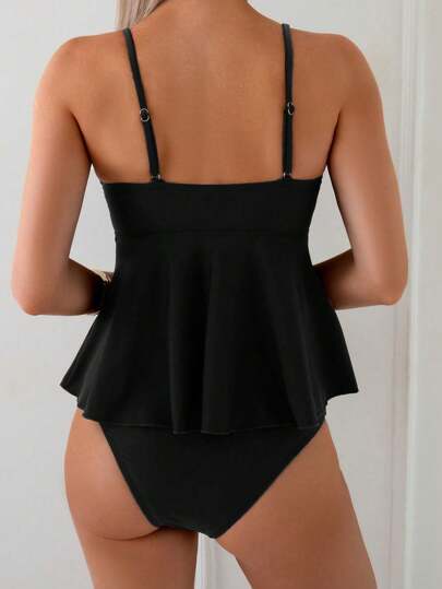 طقم تانكيني حريمي Swim Chiccia 2 حبة/مجموعة بيكيني إطار معدني وقواقع قهوة أنيق لموسم الأجازات، ملابس شاطئ