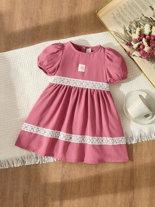 فساتين بيبي Blossori فستان بناتي مزين بزخارف الأزهار والكشكشة وأكمام منتفخة