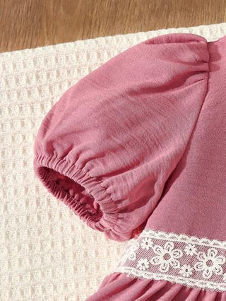 فساتين بيبي Blossori فستان بناتي مزين بزخارف الأزهار والكشكشة وأكمام منتفخة
