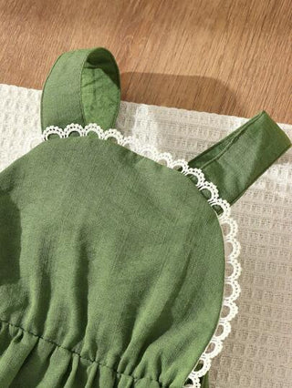 فساتين بيبي Blossori فستان أطفال بنات ريفي ذو ديكور من الدانتيل الأخضر مع حمالات