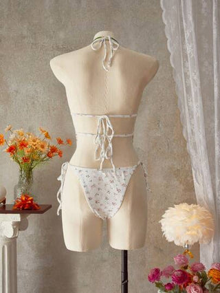 طقم تانكيني حريمي Swim Mod 2 قطعة/مجموعة بيكيني ذات حمالات رفيعة وفتحة للظهر بطبعة زهور متناثرة 2025، ملابس سباحة صيفية للنساء للشاطئ والعطلات