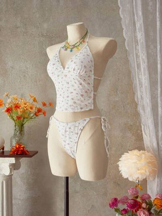 طقم تانكيني حريمي Swim Mod 2 قطعة/مجموعة بيكيني ذات حمالات رفيعة وفتحة للظهر بطبعة زهور متناثرة 2025، ملابس سباحة صيفية للنساء للشاطئ والعطلات