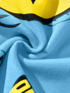 BATMAN X SHEIN 85th بجامة محكمة للأولاد الصغار مكونة من ملابس علوية رقبة دائرية مطبوعة بالرسوم الكرتونية والبنطلون مصنوعة من جوارب مرنة