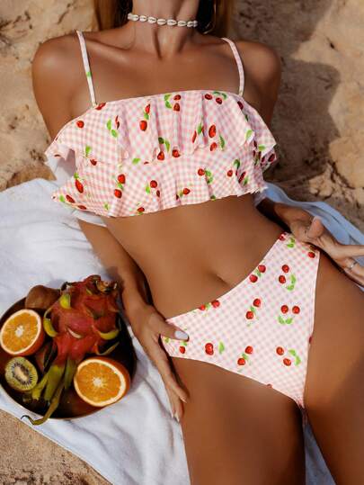 طقم تانكيني حريمي Swim Mod طقم بدلة السباحة للسيدات ، شرايح مقاوم للماء ورباطات أسفل البدلة