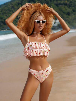 طقم تانكيني حريمي Swim Mod طقم بدلة السباحة للسيدات ، شرايح مقاوم للماء ورباطات أسفل البدلة