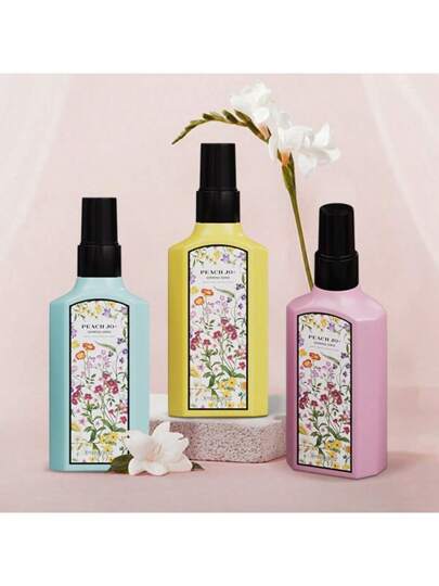 PEACH JO+ زجاجة رذاذ عطر للملابس بحجم 100 مل ذات رائحة خفيفة وطويلة الأمد وطازجة، مناسبة للملابس والحمام والغرفة والخزانة والصالة المعيشية وكهدية عيد ميلاد/تخرج