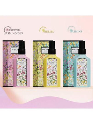 PEACH JO+ زجاجة رذاذ عطر للملابس بحجم 100 مل ذات رائحة خفيفة وطويلة الأمد وطازجة، مناسبة للملابس والحمام والغرفة والخزانة والصالة المعيشية وكهدية عيد ميلاد/تخرج