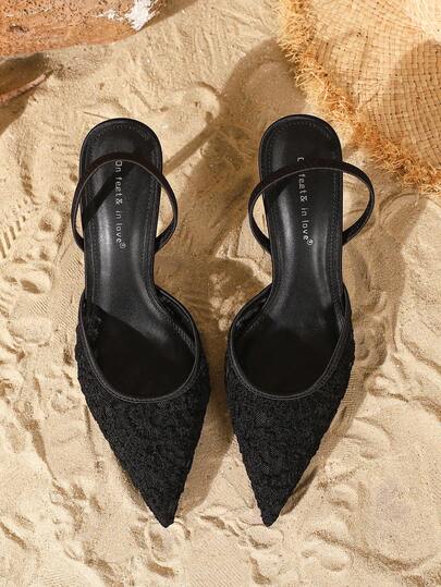 On feet& in love صنادل نسائية أنيقة ذات كعب عالٍ مع رباط الكاحل موديل خريف/شتاء 2025، من الدانتيل والشبك، كعب رفيع وقابل للتنفس، مناسبة للفساتين والصيف وعيد الحب، كعب صغير، أنيقة، صنادل نسائية، أنيقة، ملابس حفلات، كعب مدبب