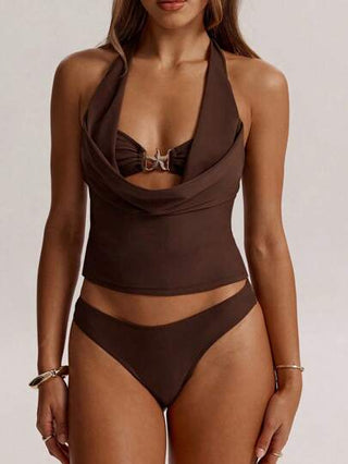طقم تانكيني حريمي Swim Chiccia ملابس علوية عريض الفتحة للرقبة للنساء بتصميم سلسلة نجوم البحر