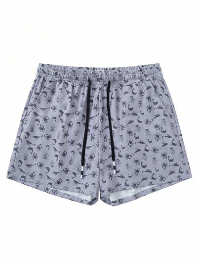 Manfinity Swimmode شورتات الشاطئ للرجال المطبوعة بأكملها للأيام المشمسة، بدلات الشاطئ للرجال، شورتات الشاطئ للرجال، ملابس الشاطئ، ملابس الشاطئ للرجال، شورتات شاطئ كاجوال للاستخدام الخارجي، مطبوعة بطراز هاواي