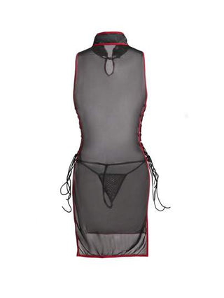 لانجيري حريمي Fantasy Costume قميص نوم نسائي شبكي مقلم من الجانب بأربطة جانبية جذاب