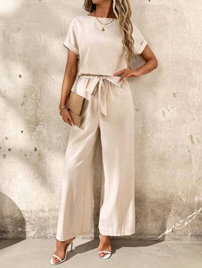 SHEIN Clasi رومبير قصيرة برقبة عاصرية باللون المشمشي مع كشكشة ظهر للاستخدام في العطلات