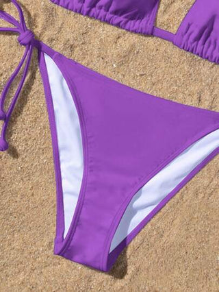 Swim Basics بكيني مقسوم ذو رباط على الرقبة، بلون أحادي، مناسب لارتداء في الصيف على الشاطئ
